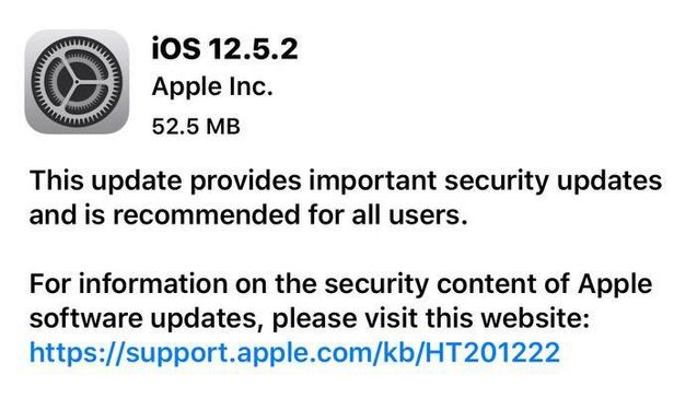 坡心镇苹果手机维修分享iOS12.5.2发布，建议所有老苹果用户安装 